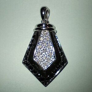 REDUCED!  Unique 10Kt White Gold Half-Carat Black & White Diamond Pendant